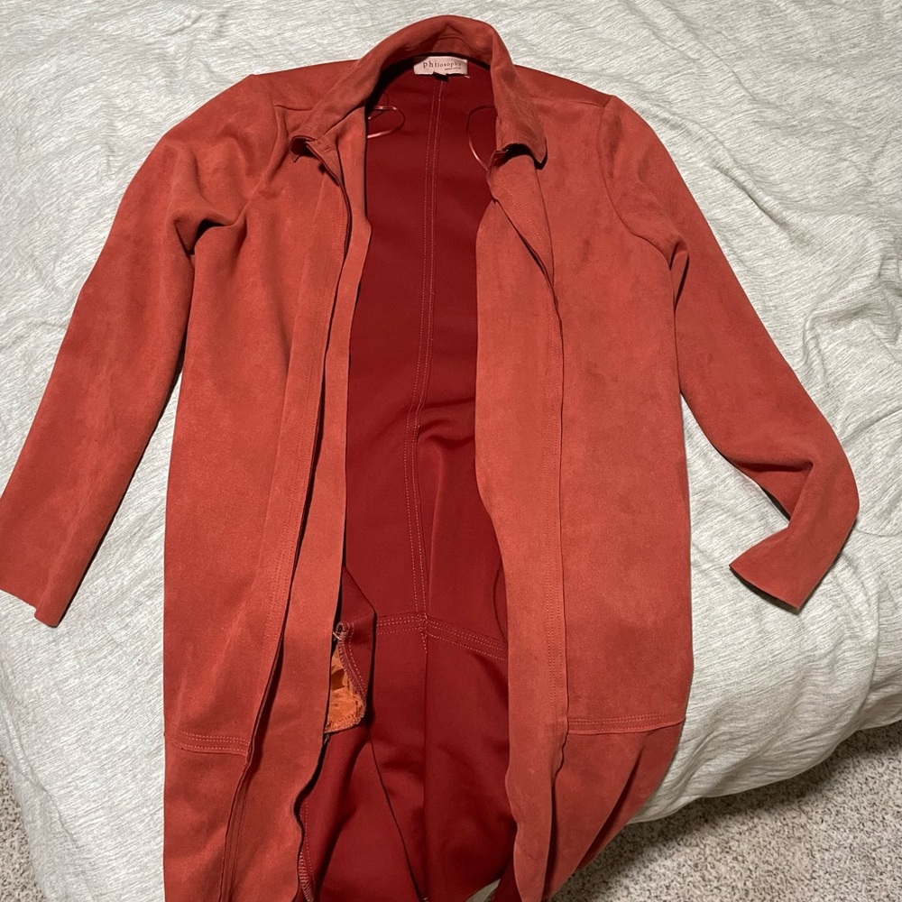 Women’s Sleek Open-Front Rust Coat